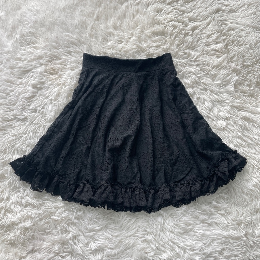 Killstar Black Lace Ruffled Hem Skirt